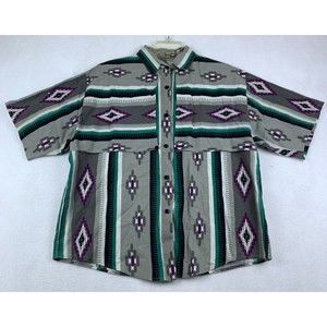 Rafter JX Women's VTG Shirt Size M/S 80s 90s Aztec Art Made In USA Rodeo Western